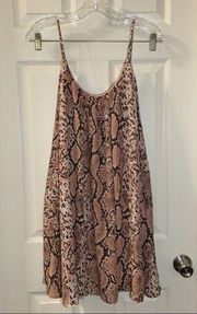 Adrienne Pink-Tan Snake Print Sleeveless Cami Dress Small