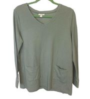 J. Jill Sage green textured and embellished activewear top ladies Medium