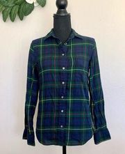 UNIQLO Dark Navy Plaid Button Down Shirt XS