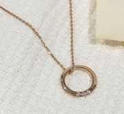 Rose Gold Tone Circle Pendant Necklace Valentine’s Day Gift