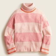 NWT J Crew Striped Turtleneck Pink Sweater in Supersoft Yarn BD045 Size S