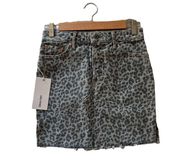 Blaire button fly leopard print denim skirt size 24