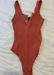 Shinestar Orange Ribbed Bodysuit Size Small