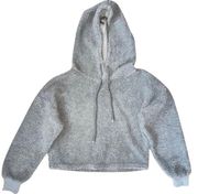 Zaful Pullover Sweatshirt Sherpa Teddy Cropped Hoodie Sweater Fleece Gray S