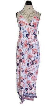 Midnight Doll Maxi Dress Sz 7 Floral Open Back Plunge Spring Graduation Ceremony