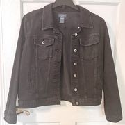 Women’s Black Distressed Button-up Denim Jean Jacket