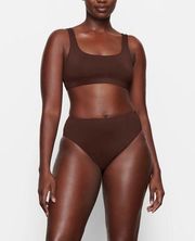 NWT  Recycled swim scoop neck tank bikini top mid waist bottom Cocoa Large