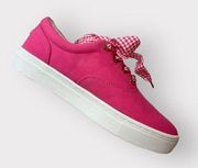 Isaac Mizrahi Pink Sneakers Casual sz 5 Low-Top Lace-Up Womens Shoes Checkered