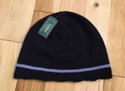 NWT L.L. Bean Pointelle Hat- Navy/Light Blue Women’s 100%Cashmere