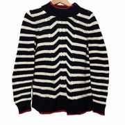 Loft Nautical Navy Blue and White Red Striped Sweater Womens Small