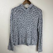 Rails Hoodie Women Small Grey Leopard Cheetah Animal Print Murray