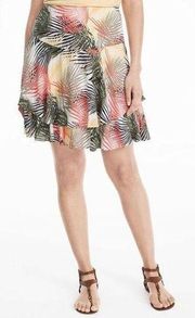 White House Black Market Soft Tiered Palm Print Skirt