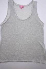 patti sweater grey shimmer linen tank top women's sz large