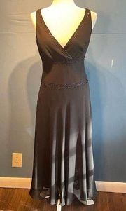 Jones Wear Size 6 Women's Crepe Beaded V-Neck‎ Evening Prom Dress Black