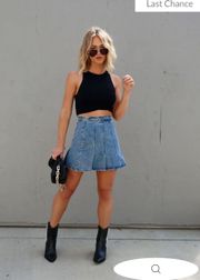 Courtney Denim Pleated Skirt