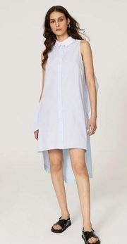 Peter Som Sleeveless Button Down Dress in White Yarn Dye Stripe 0 Womens