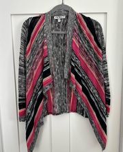 Say What? Vibrant Open Front Sweater Cardigan - Size Medium, EUC, fun vibrant