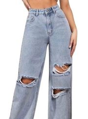 NWT Wise Leg Shein  Jeans, medium Blue Wash Size XL