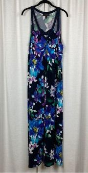 Lane Bryant Blue Floral Sleeveless Knit Maxi Dress Sz.18/20