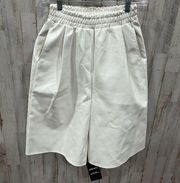 NWT Storets Aspen Pleather Bermuda Pants Pull On Ivory