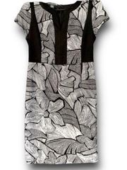 Covington Black & White Geo Print Colorblock Sheath Dress, Size Small