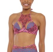 NWT Andrea Iyamah Nissa High Neck Cut Out Underwire Bikini Top Halter Retro S