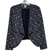 Halogen Black and White Abstract Printed  Open Front Blazer Jacket Sz Small