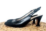 Salvatore FERRAGAMO Black Suede & Leather Cap Toe SLINGBACK Heels PUMPs