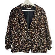 Cato Size XL Blazer Jacket Animal Leopard Print 2 Button Front 3/4 Ruched Sleeve