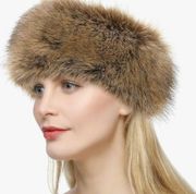 NWT Dikoaina Womens Faux Fur Headband Winter Earwarmer Earmuff Hat Ski Winter