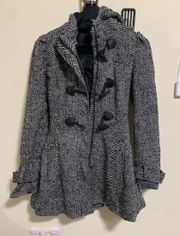 grey Tweed Beautiful Hooded Coat Size XXS