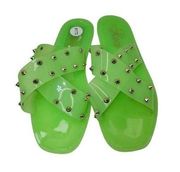 Roca Wear Womens 10 Green Gold Studded Square Slides New Eur Size 41