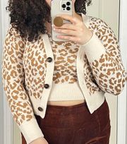 NEW  Cropped Cheetah Print Top + Cardigan Set Size Large