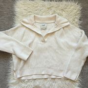 Notch Neck Polo Sweater White