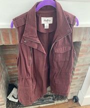 Womens Daytrip Brown Zip Up Vest size Small like new