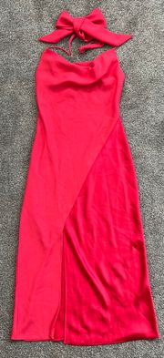 Red Satin Slip Dress