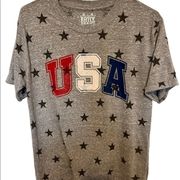 Royce brand grey white stars and USA on front short sleeve shirt size medium