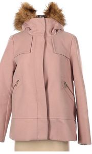 Women Short Coat With Textured Hood Pink Size M NWT