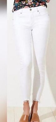 Loft Skinny Crop Slim Pockets Chewed Ankle White Jeans (32/14)