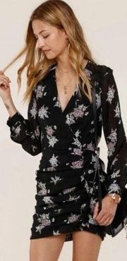 Heartloom Anthea Long Sleeve Black Floral‎ Mini Dress