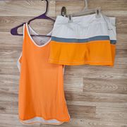 Nike Dri-Fit Orange & White Tennis Golf Tank Skort Set Women’s Medium