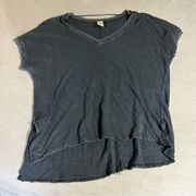 Navy Blue Oversized Short Sleeve V Neck Top Size Large EUC