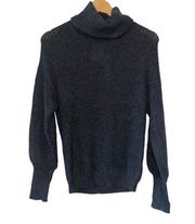 NWT Leith Nordstrom Turtleneck Medium Charcoal Heather Blouson Sleeve Sweater S