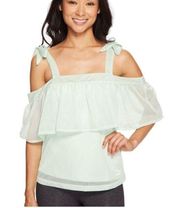 NWT Womens Puma Mint Green Spray Mesh Xtreme Off-Shoulder Top - Sz S