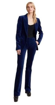 NWT A.L.C. Sophie Velvet High Rise Straight Leg Trousers in Navy