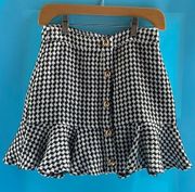 NWT Forever21 Women's Front Button Print High Waist Ruffle Hem Mini Skirt Size S