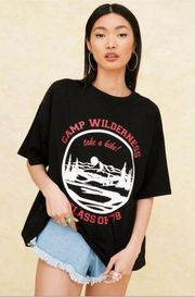 Black Tee Camp Wilderness Crew Neck Graphic T-Shirt