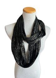 Womens  Black Sequin Midnight Glam Infinity Scarf