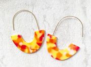 Crescent Orange & Yellow Tortoise Acrylic Earrings