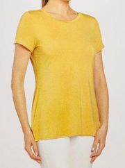 Joan Vass New York Yellow Round Neck Short Sleeve T-Shirt Size Large